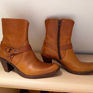 Frye Tan Leather Heeled Boots